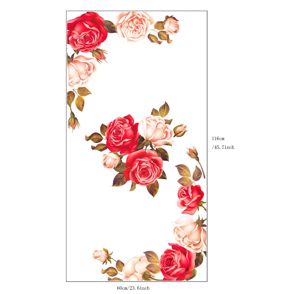 Decal dán kính cao cấp - Hoa Hồng Mẫu đơn đỏ hồng (60x116 )