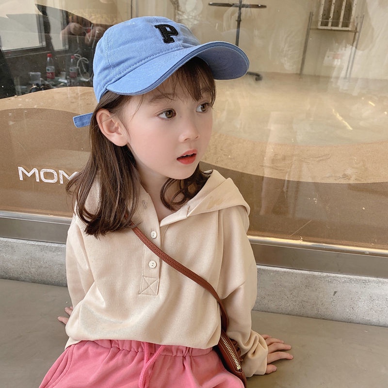 [Babycat] Hàng Có Sẵn Áo Thun polo Cotton Nguyên Chất Tay Dài Có Mũ Trùm Đầu Phong Cách Hàn Quốc Nhật Bản Mùa Thu Hàng Mới Dành Cho Bé Gái