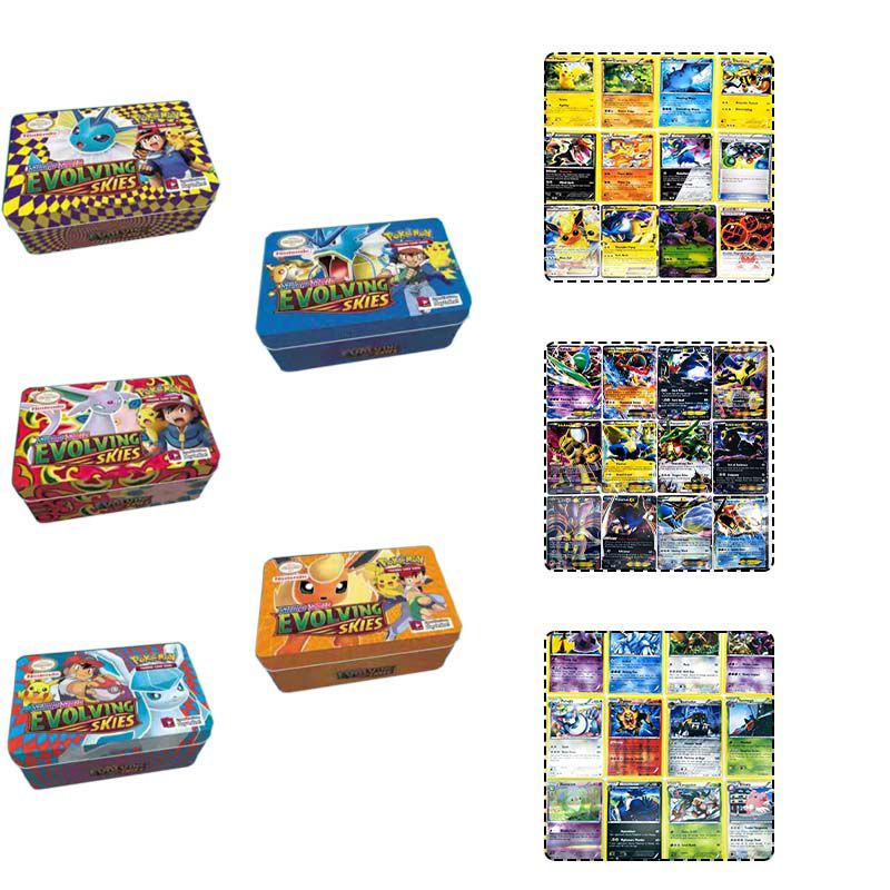 New 40PCS Pokemon Cards Pokemon Trading Card Sun&amp;Moon Cards in Metal Box Kids Gift