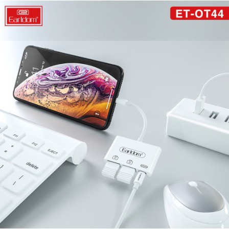 [Có Clip] Cáp OTG iPhone, iPad Earldom OT44 Tích hợp 2 cổng USB và 1 Cổng Lightning - Chính Hãng Earldom