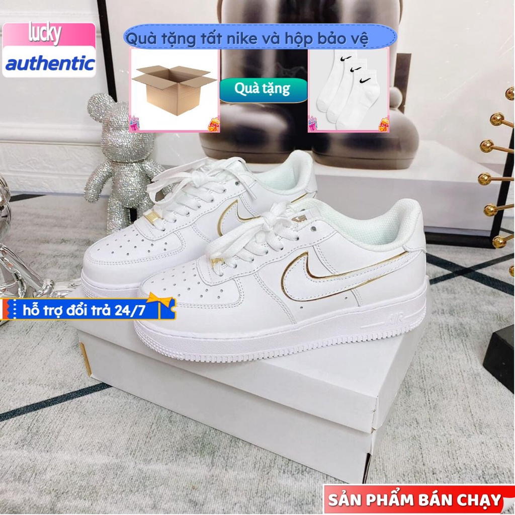 Giày Nike Air Force 1 AF1 Vệt Ánh Vàng -Giày Sneaker White Gold Nam Nữ Thể Thao Cổ Thấp Cao Cấp Full box + Bill