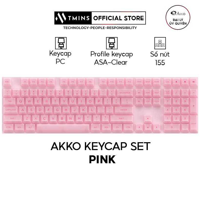 Bộ Keycap bàn phím cơ AKKO Pink - (PC / ASAClear profile / 155 nút)