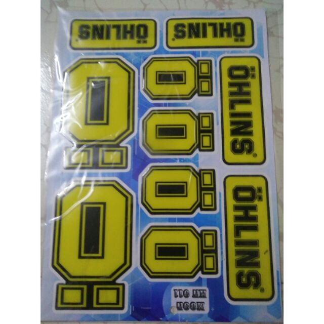 Bộ tem nổi Ohlins màu vàng