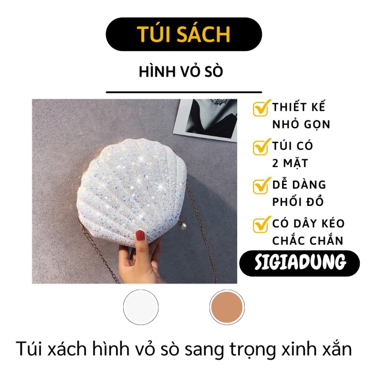 [SGD] Túi Xách Nữ - Túi Đeo Chéo Thời Trang Hình Vỏ Sò Đính Kim Tuyến Độc Đáo Đi Dự Tiệc 9060