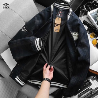 ÁO KHOÁC BOMBER NỈ DẠ KẺ BIG SIZE NAM