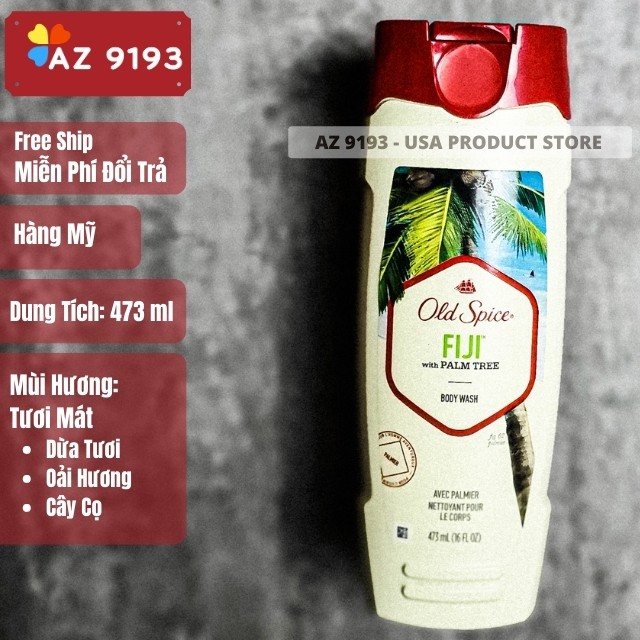 [Hàng Mỹ] Sữa Tắm Old Spice Body Wash Fiji, Swagger, Champion, BearGlove, Wolfthorn, Hawkride 473ml - AZ9193