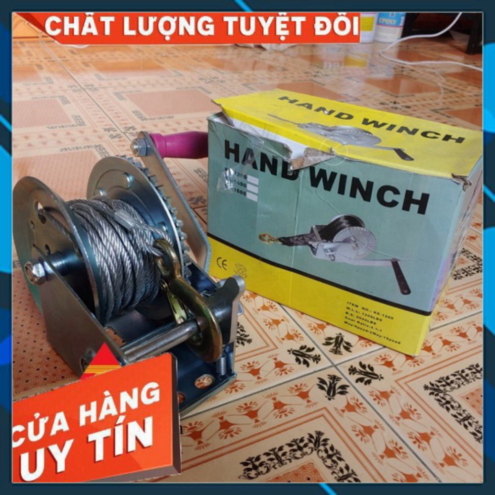 Tời Quay Tay 1200 LBS Tải Trọng 500 Kg Có Cáp Móc 10 Mét Liên Sơn Kho Quận 12