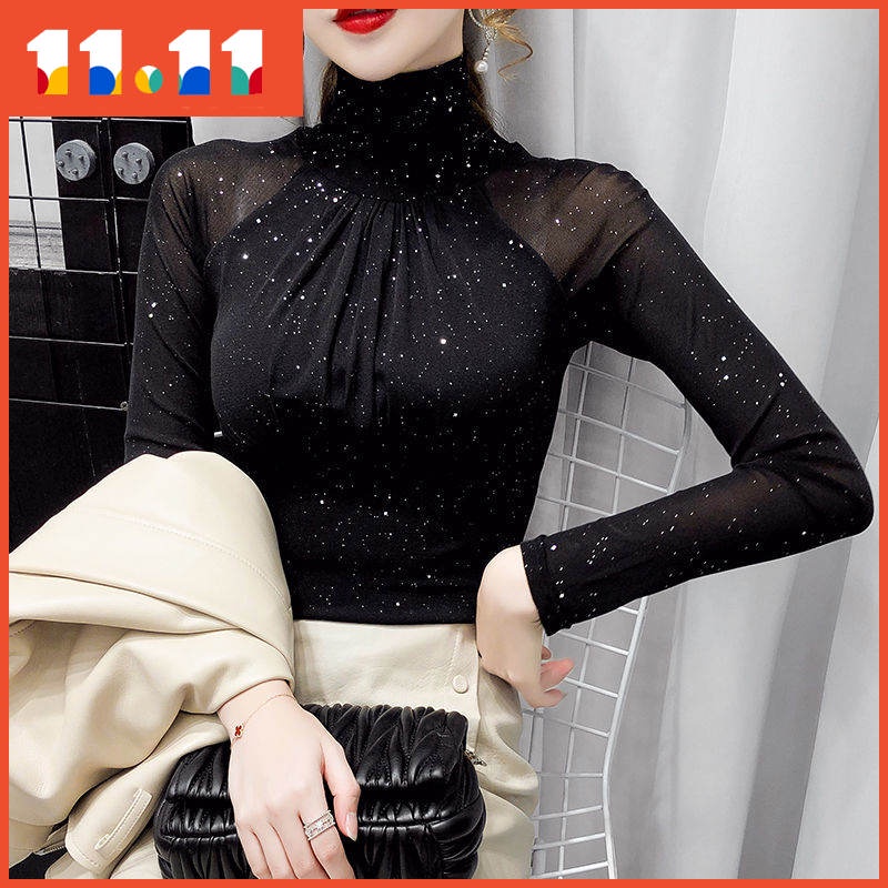 Áo ren lưới ôm dáng phong cách retro Pháp gợi cảm cao cấp