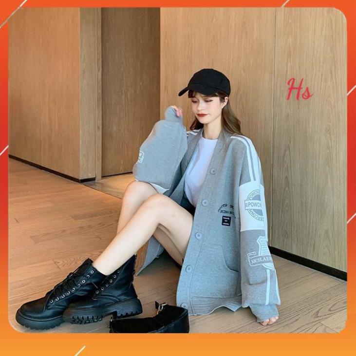 Áo Khoác Nữ Nỉ Ngoại Cúc Cài Dáng Rộng 3 Màu dưới 70kg - Áo Cardigan Nữ Logo BRCON G044