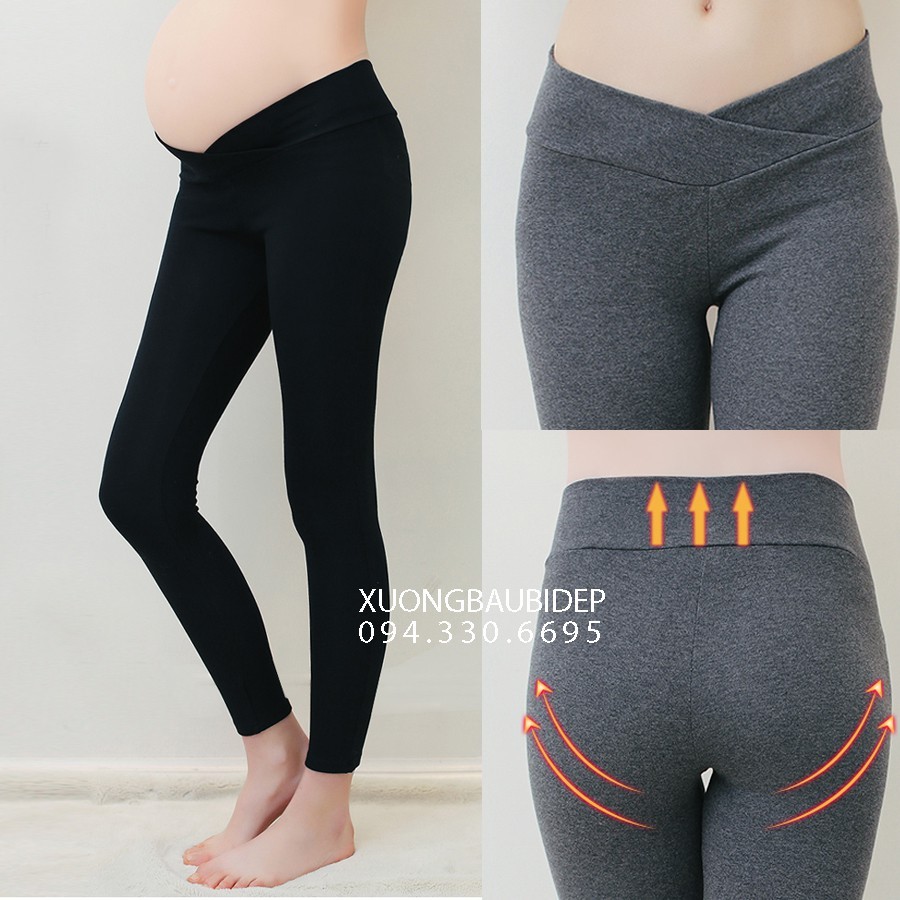 Quần legging thun cạp chéo công sở cho bà bầu(thun mềm và đẹp) - Tổng kho váy bầu