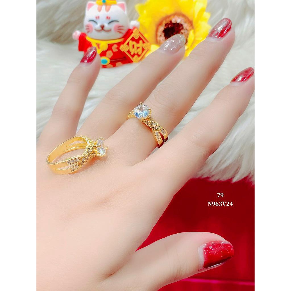 N963 Nhẫn nữ UHA mạ vàng 18k đính đá CZ - Trang Sức UHA