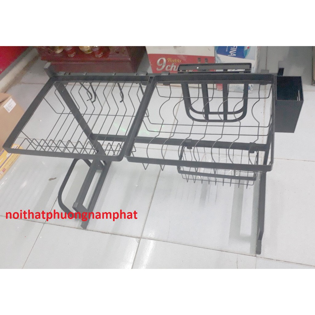 KỆ 65CM ĐEN Kệ Chén Đa Năng LEKUTE INOX ĐẶT TRÊN THÀNH CHẬU 1 HỘC THÔNG MINH TIỆN LỢI