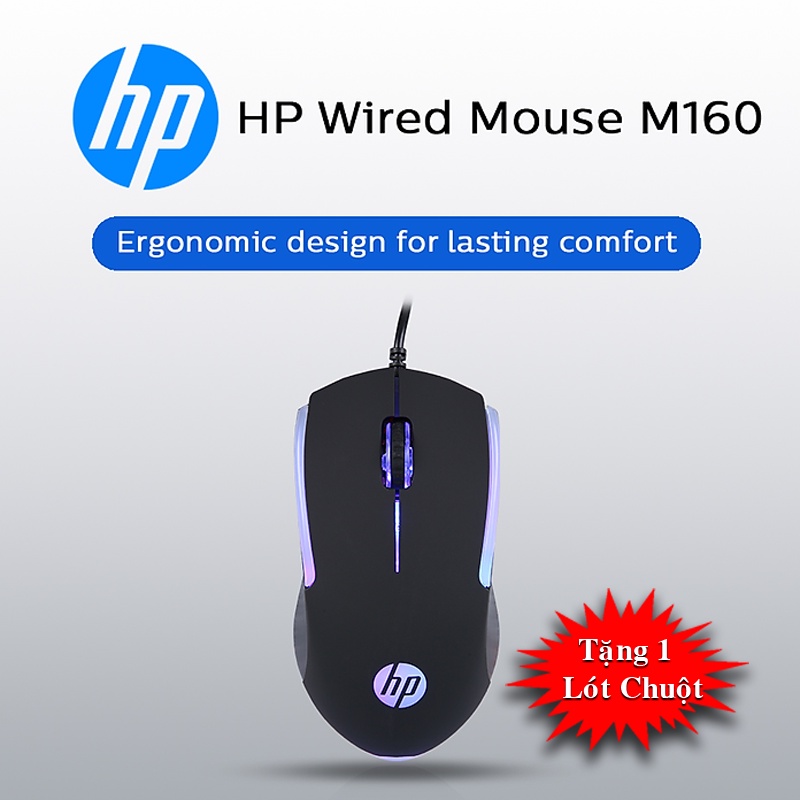 Hàng chính hãng - Chuột HP M160 Gaming RGB (Đen) - Tặng 1 Miếng Lót