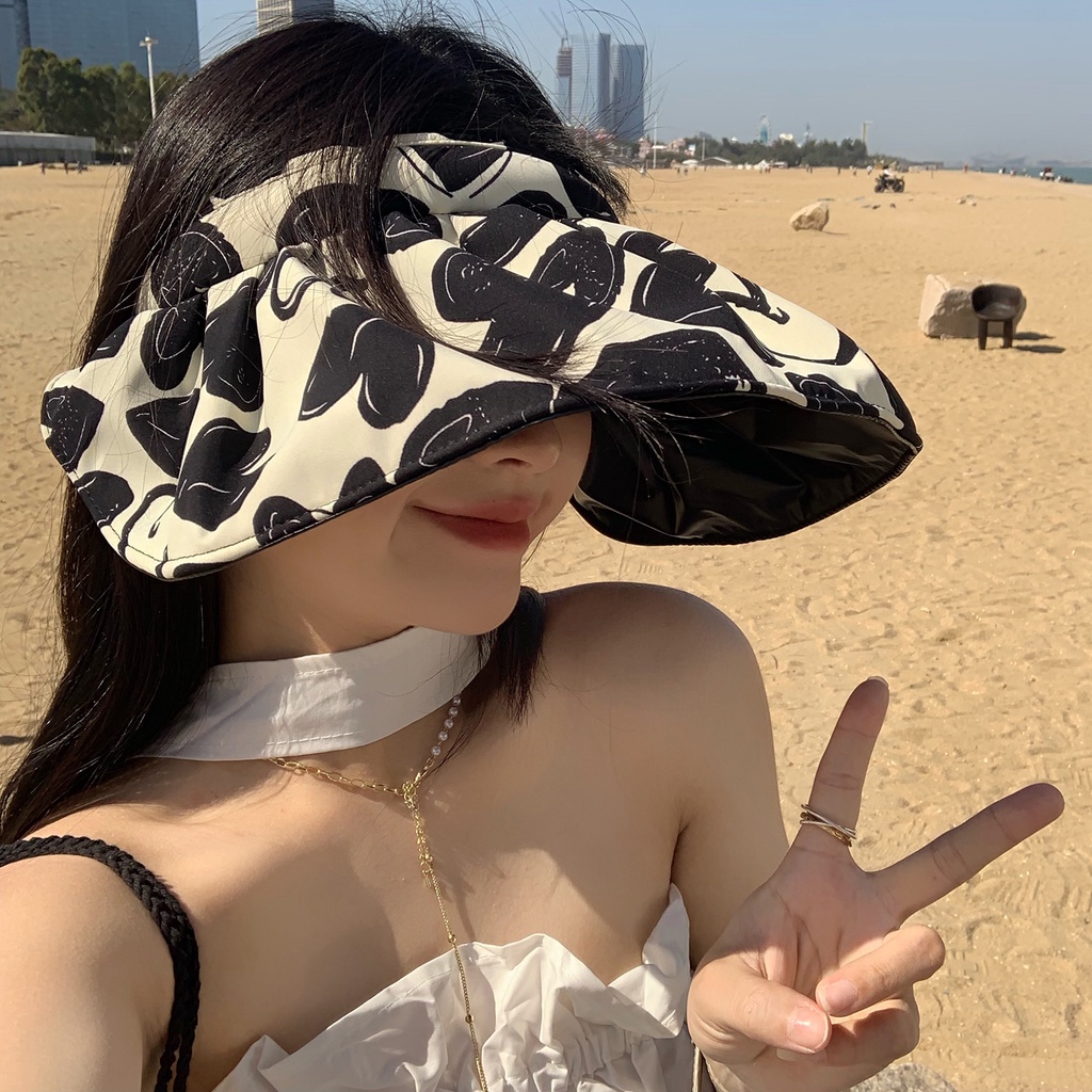 Mũ Vành Rộng Hở Đầu Chống Tia Uv Thời Trang Mùa Hè Có Viền Che Mặt Tiện Dụng