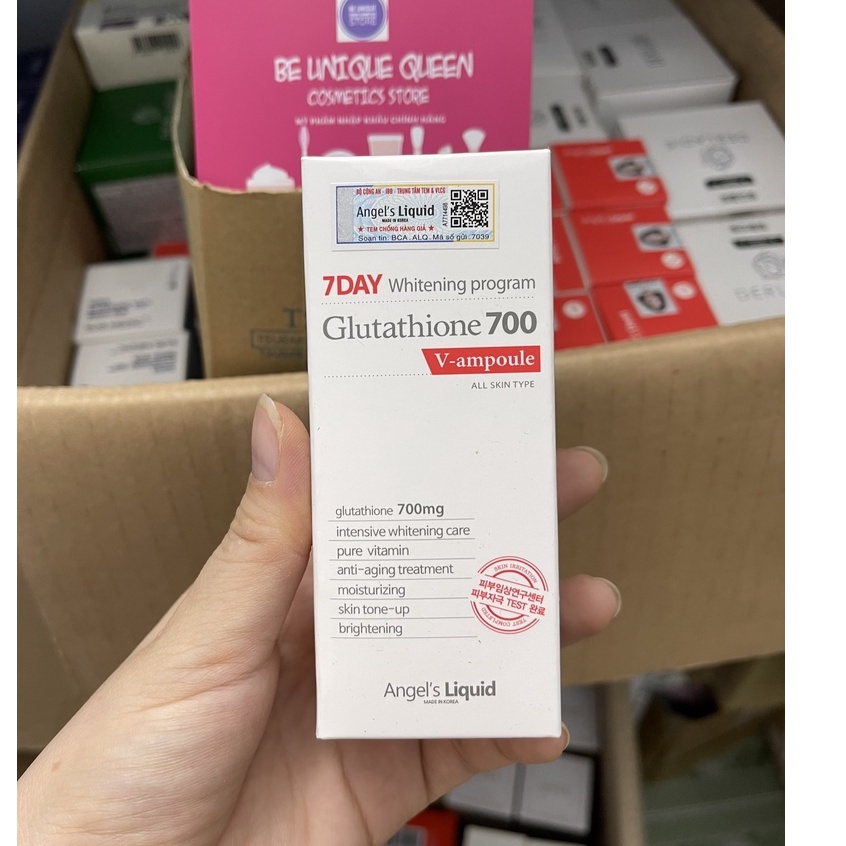 Serum dưỡng trắng da và dưỡng ẩm Angel's Liquid 7 Day Whitening Program Glutathione 700 V-Ample 30ml - Angel s Liquid