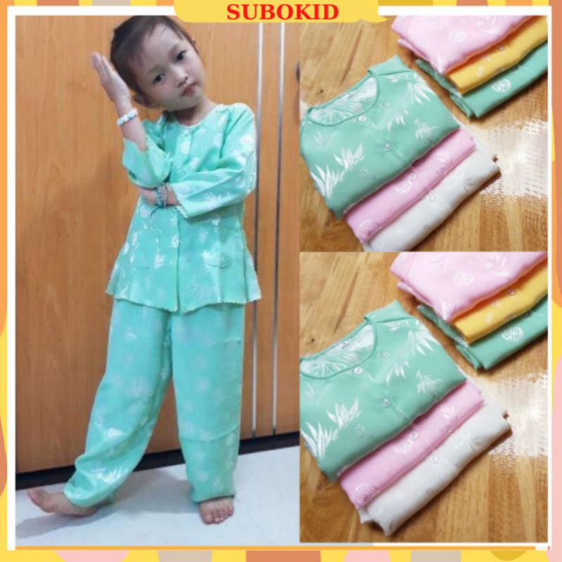 Bộ Bà Ba Cho Bé Gái Vải Gấm Lá Tre Phước Thịnh