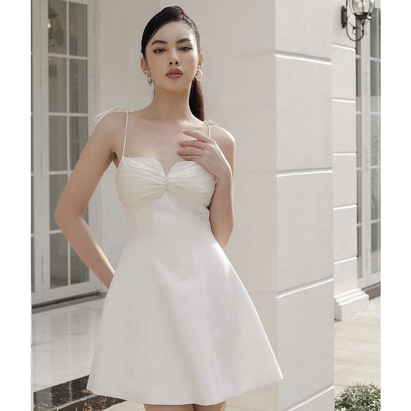 Đầm dạo phố hai dây có mút ngực dáng xòe xinh xắn - lili Dress
