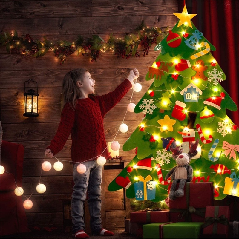 Cây thông Noel 5 lớp 32 chi tiết vải dạ LOẠI 1 trang trí giáng sinh TẶNG đèn nháy KT 110x70cm