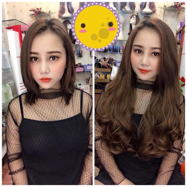 Tóc giả nữ chữ u xoăn đuôi - ku10 hình thật tại shop