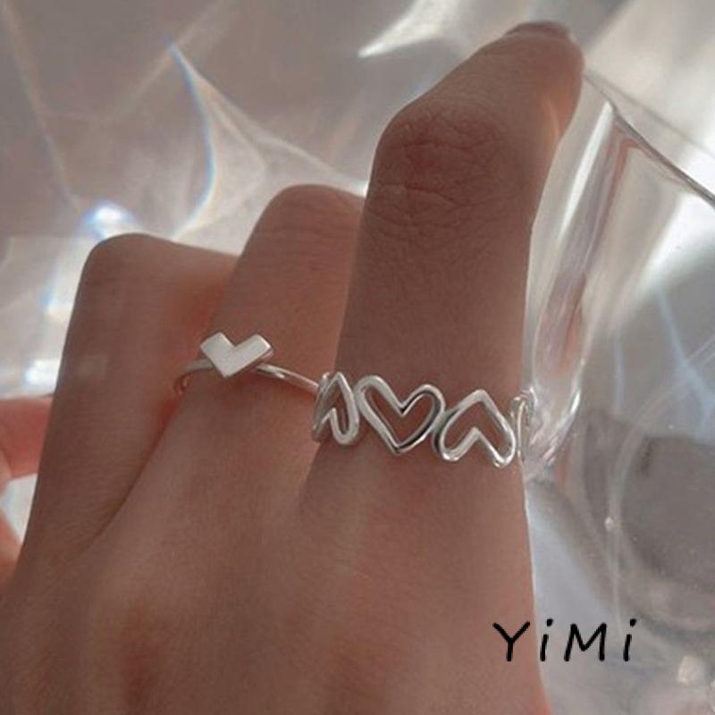 【Yimi.Vn】Nhẫn thiết kế họa tiết trái tim kiểu hở trẻ trung
