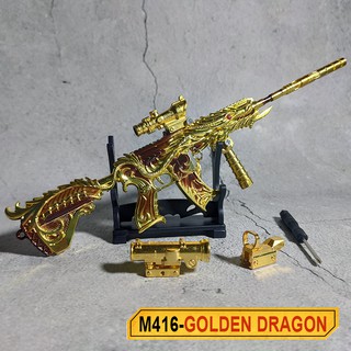 Mô Hình Trưng Bày PUBG Mini M416 Golden Dragon dài 24cm [ Tặng giá đỡ ]