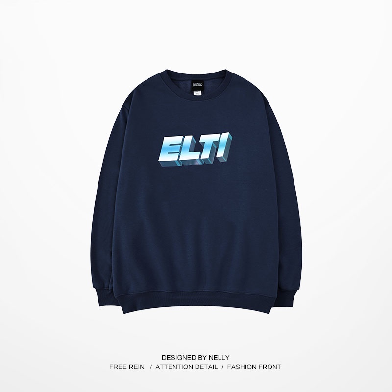 Áo sweater Nelly nỉ lót lông mềm in hình "ELTI" áo nỉ