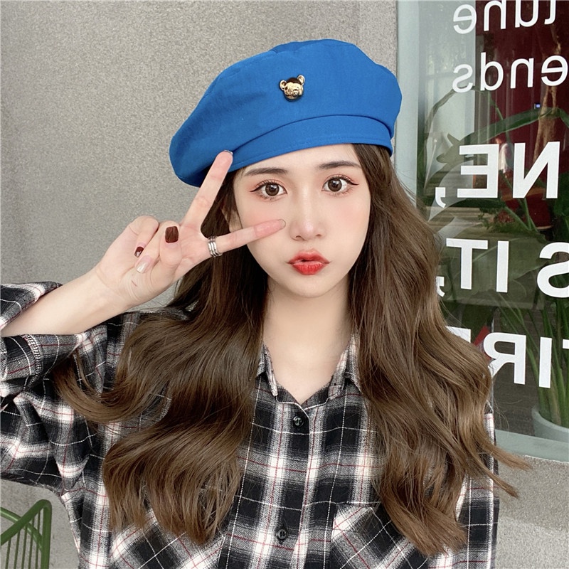 Mũ Beret Màu Xanh Dương Phong Cách Thời Trang Xuân Hè Nhật Bản 2022