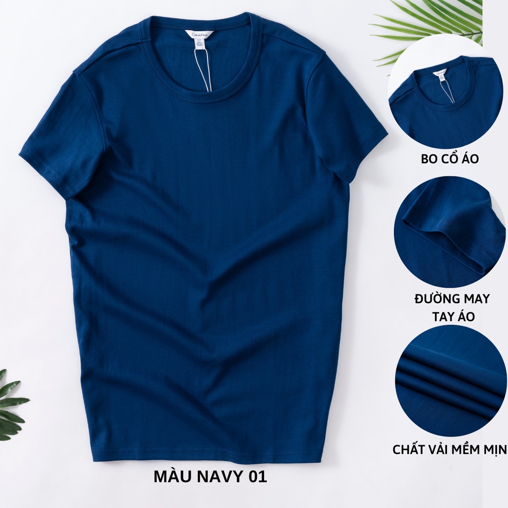Áo thun nam cổ tròn Cal.vin hàng xuất vải cotton liquid trơn co giãn mềm mát dày dặn chống nhăn form slimfit nhẹ
