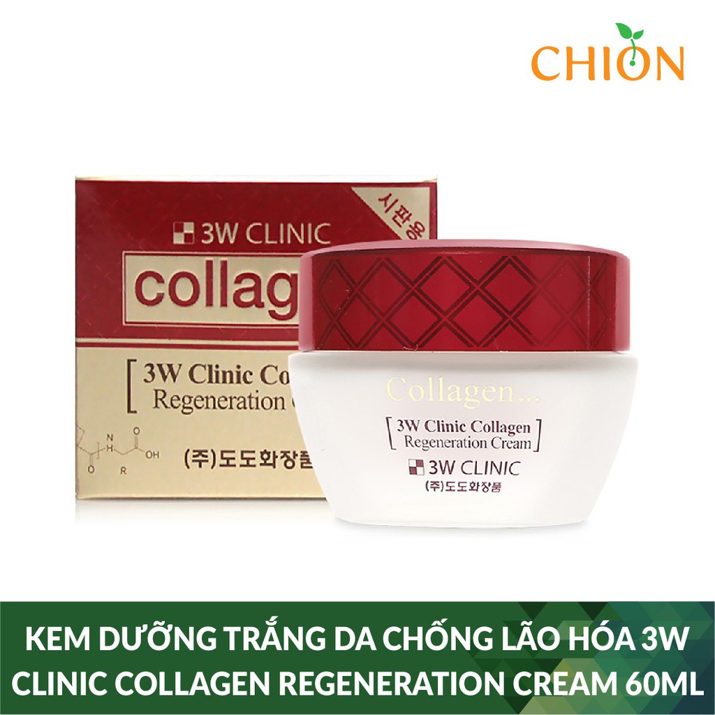 Kem dưỡng trắng da chống lão hóa 3W Clinic Collagen Regeneration Cream 60ml - Hàn Quốc Chính Hãng