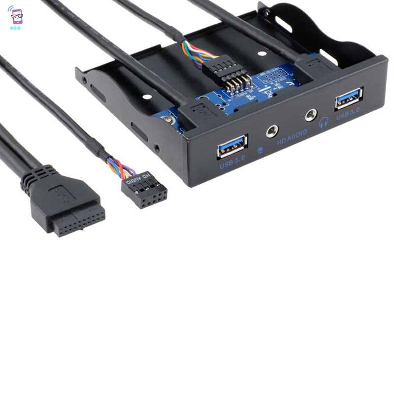 MG USB 3.0 2-Port 3.5 Inch Metal Front Panel USB Hub with 1 HD Audio Output Port+1 Microphone Input Port @vn