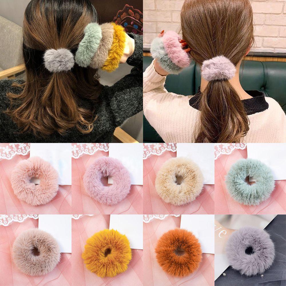 Dây Cột Tóc Scrunchies Bằng Lông Chồn Nhân Tạo Có Giá Đỡ Cho Nữ