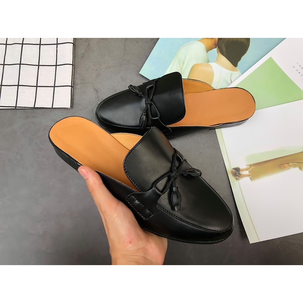 Giày sục nam, giày da nam đính nơ chuông giá xưởng