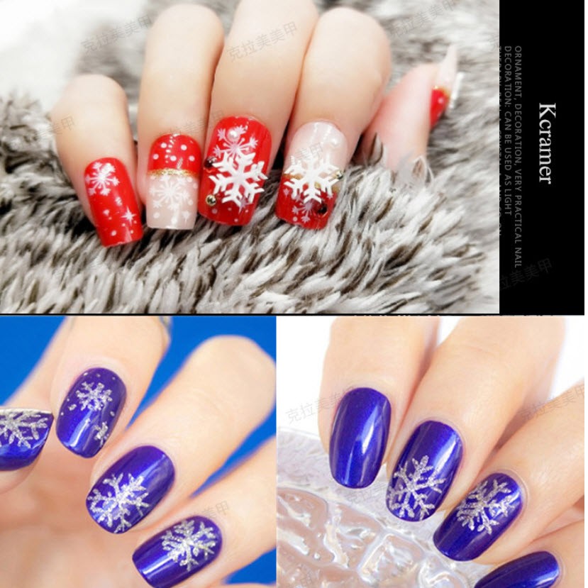 Bông Tuyết Trang Trí Móng Noel Nghệ Thuật Sequin 3D - 1 Hộp 4 Màu