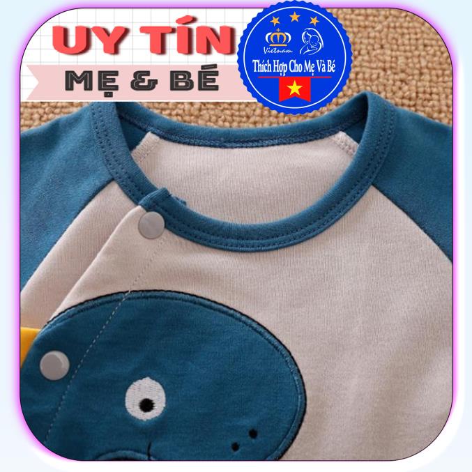 BodySuit giáng sinh noel cho bé,áo liền quần kiểu khủng long tay áo xanh dương nhạt đáng yêu,ngộ nghĩnh(2195),Aiueo Nhật