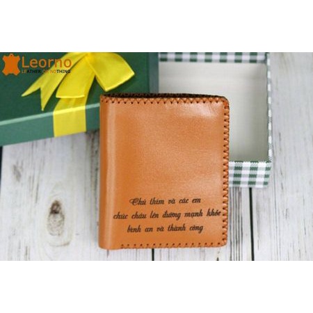 Ví Đứng Da Bò  khắc tên  theo yêu cầu VD007