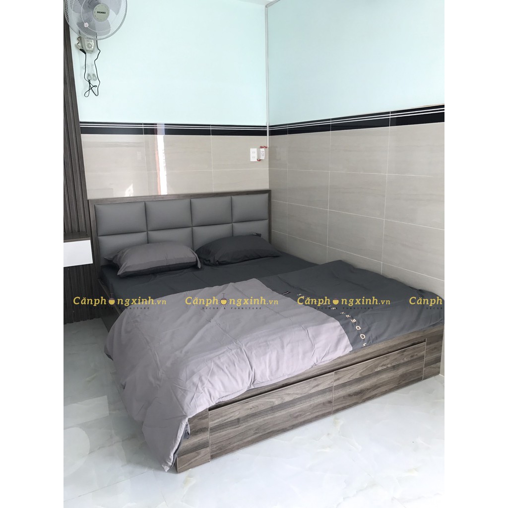 Giường ngủ bọc nệm gỗ MDF 2 hộc kéo CPX-G40