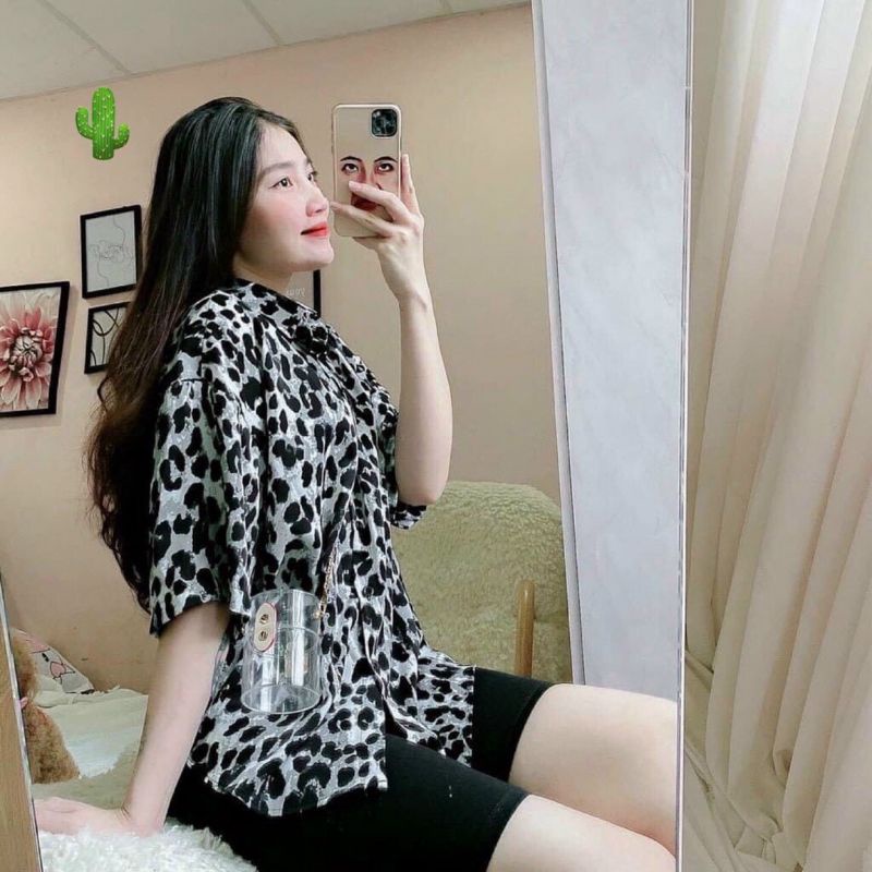 Áo sơ mi beo form rộng kate lụa 100D xịn xò(B.C)
