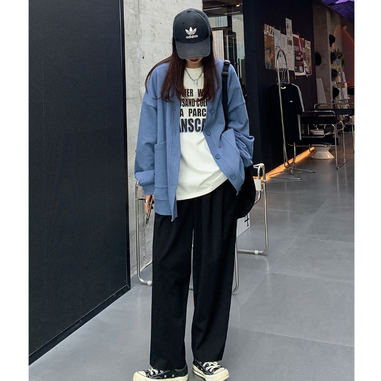 Áo Nỉ Dài Tay Cổ Chữ V Thời Trang Hàn Quốc Dành Cho Nữ