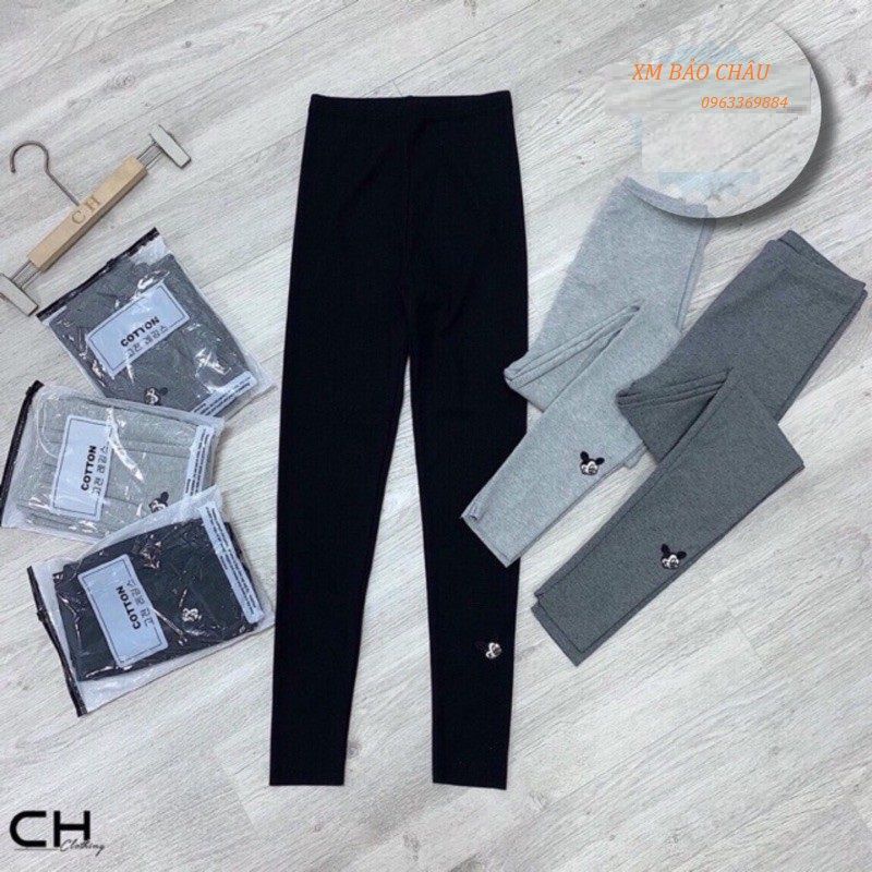 Quần Legging Nỉ tăm thêu hình Mickey-07