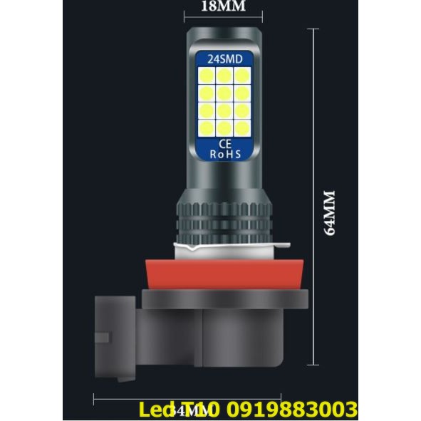 Đèn gầm ô tô chân H11 H8 H9 H7 9005 9006 siêu sáng (giá 1 bóng- 24smd3030)