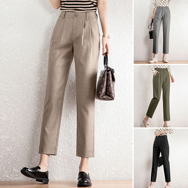 Zanzea Quần Dài Tới Mắt Cá Chân Màu Trơn Dáng Ôm Thiết Kế Đơn Giản Thời Trang