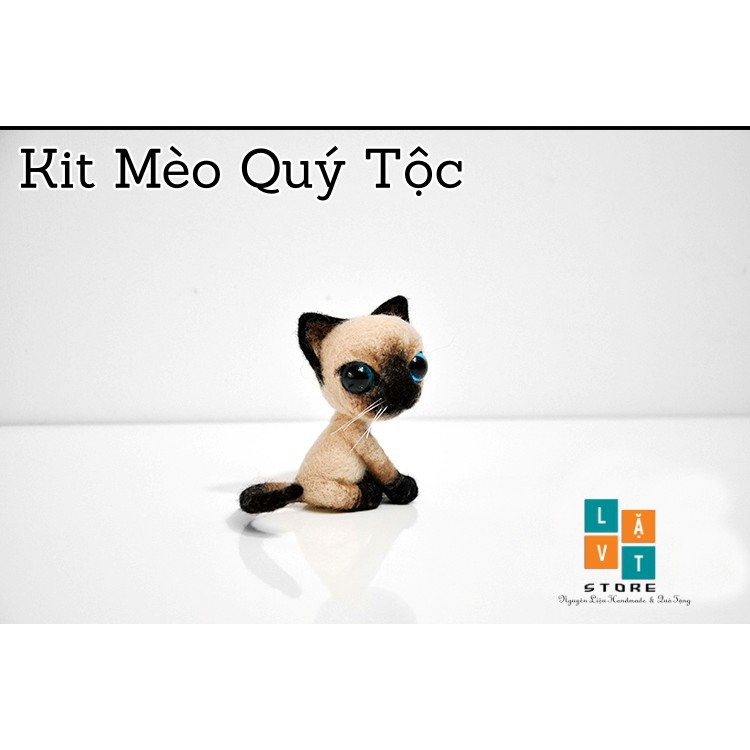 [Có Video Hướng Dẫn] Bộ Len Chọc Làm Mèo Xiêm Quý Tộc - Needle Felting Cat - Handmade, diys