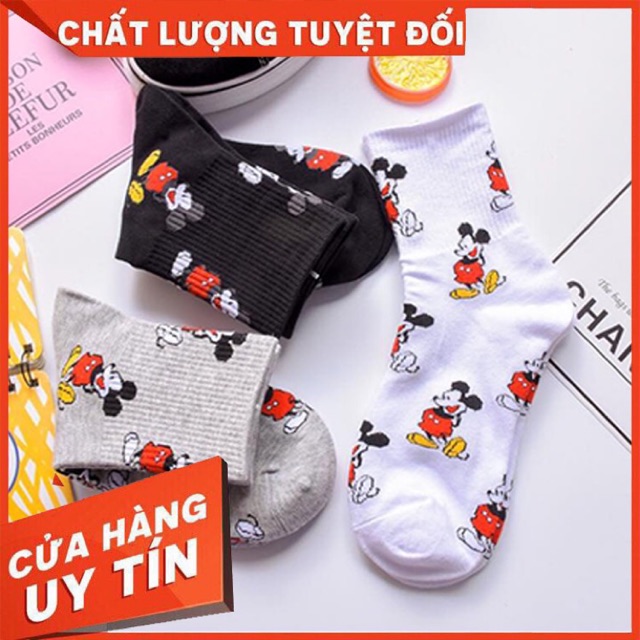 [ MICKEY MOUSE ] Tất Cao Cổ Hàn Quốc - Dễ Mix Đồ - Hoạ Tiết Chuột Mickey Độc Đáo - Tất Unisex Dùng Cho Cả Nam Và Nữ Cute