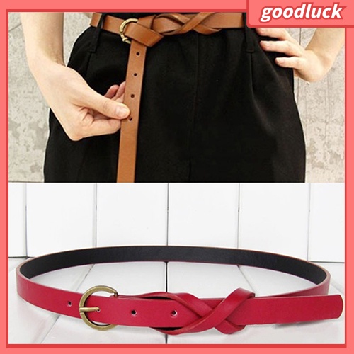 Thắt lưng nữ bản hẹp giả da kiểu dáng đơn giản cổ điển