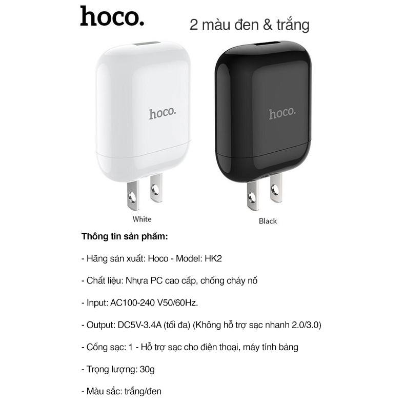 Dock sạc nhanh Hoco HK2 Cổng USB 5V/3.4A cho Smart phone - Table