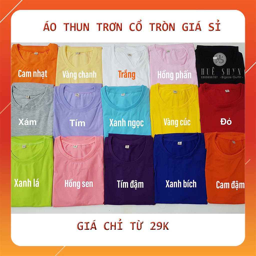 Áo thun bigsize trơn cotton | Áo phông bigsize HS201 - Size từ 40 - 80kg
