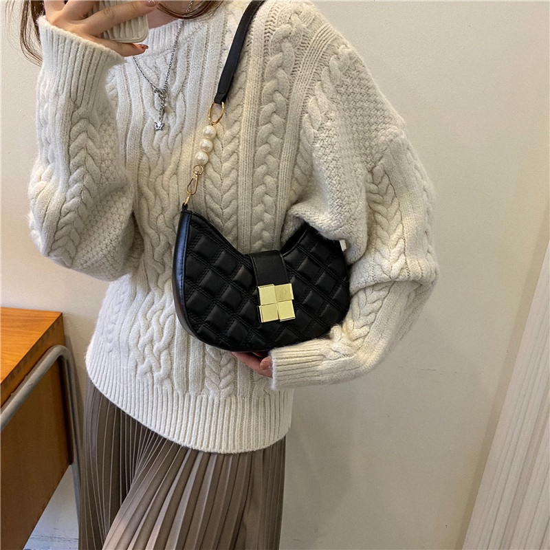 Túi Xách Kẹp Nách Hình Bán Nguyệt Thời Trang Thanh Lịch