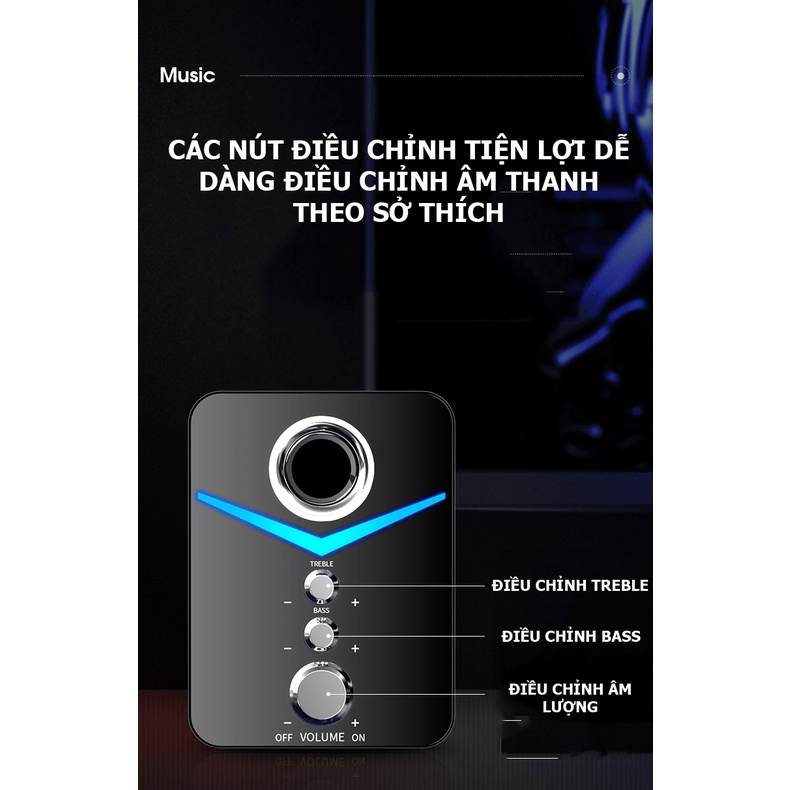 Loa vi tính có bluetooth MC-D211 thiết kế hiện đại với đèn led màu xanh âm thanh sống động