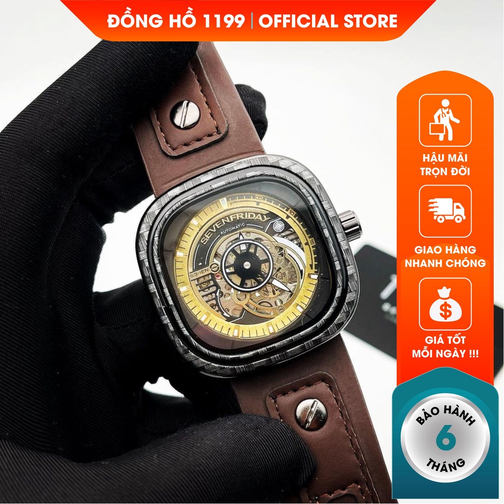 [QUÀ TẶNG]  Đồng hồ cơ dây da - Đồng Hồ Nam Chống Nước Chống Xước Máy Chạy Cơ Bền Bỉ Thép Đặc 6188BM - 1199 Watches