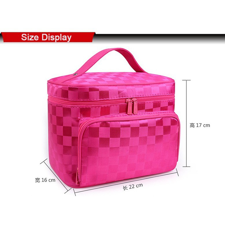 Túi đựng đồ trang điểm họa tiết kẻ caro hợp thời trang